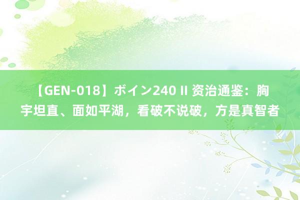 【GEN-018】ボイン240 II 资治通鉴：胸宇坦直、面如平湖，看破不说破，方是真智者