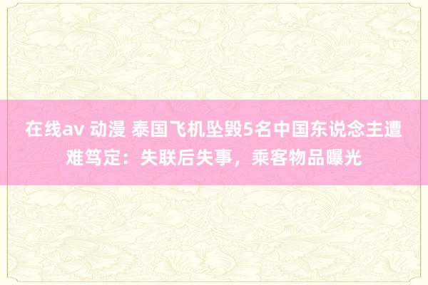 在线av 动漫 泰国飞机坠毁5名中国东说念主遭难笃定：失联后失事，乘客物品曝光